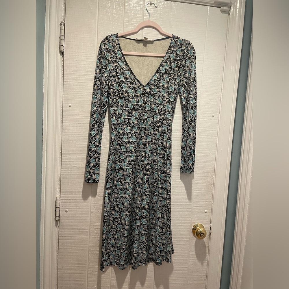 Diane von Furstenberg Blue Print Dress - size 6 EUC
